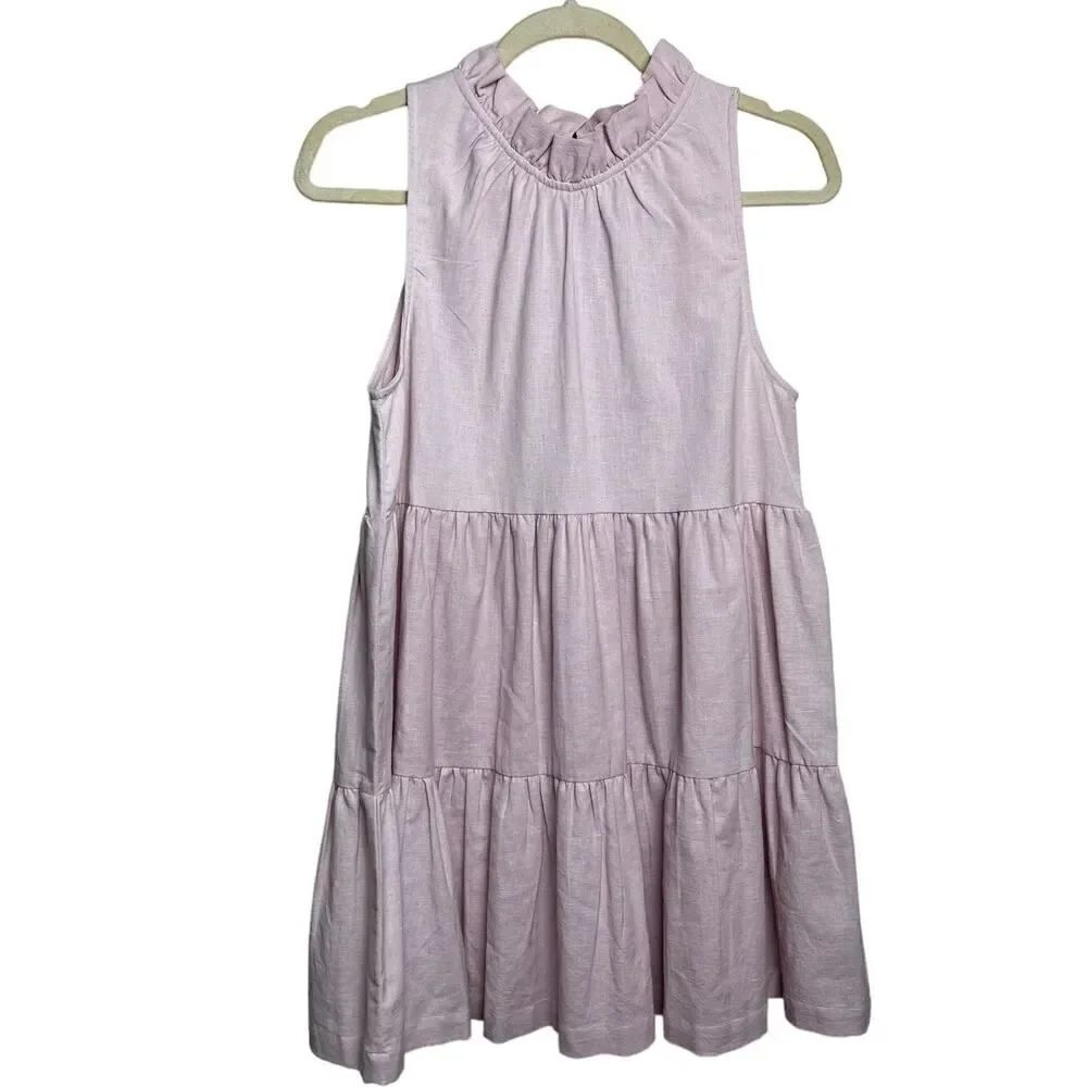 Beau & Ro Pink Halter Cotton Mini Dress Sz. S